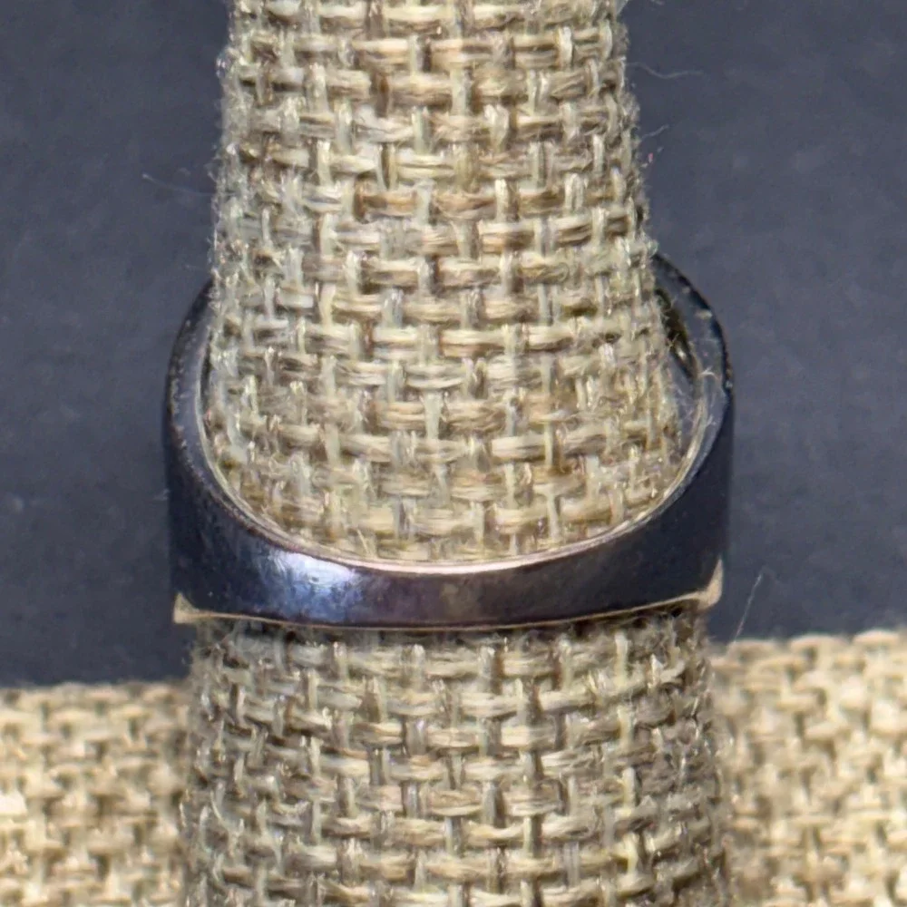 Signed Anatolia AN TH Silver Tone Pave Crystal Wide Scroll Statement Ring 8 Y2K